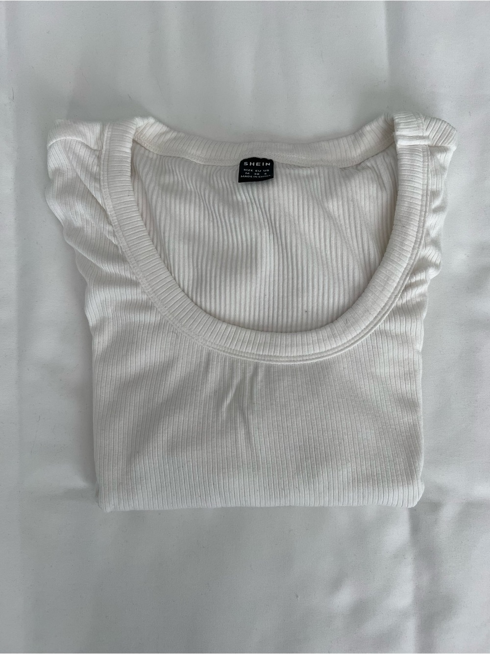 SHEIN White Ribbed Scoop Tank Top Bodysuit